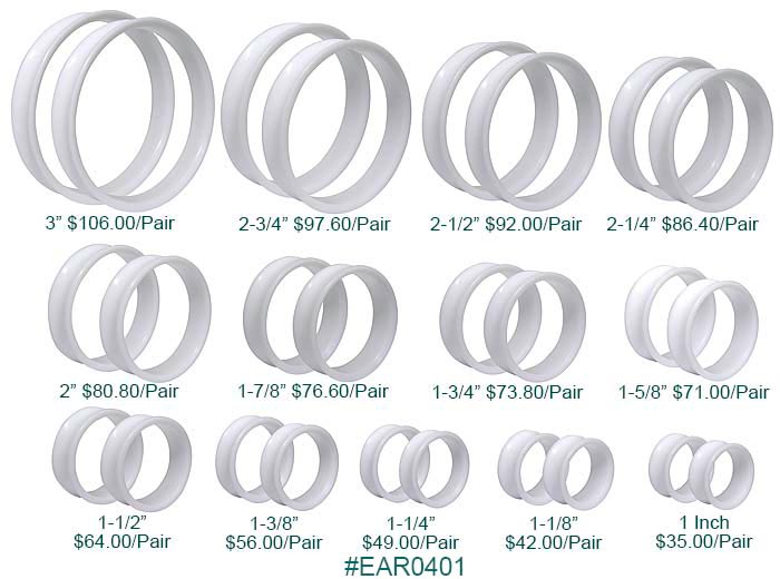 Ear Gauges Jumbo White Virgin Teflon
