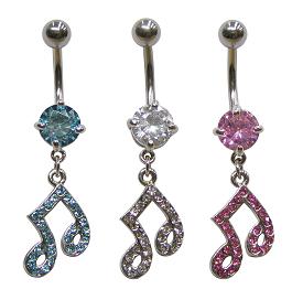 SV5646 Gem Music Note navel dangle