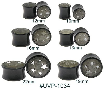 Stars Black Ear Gauges